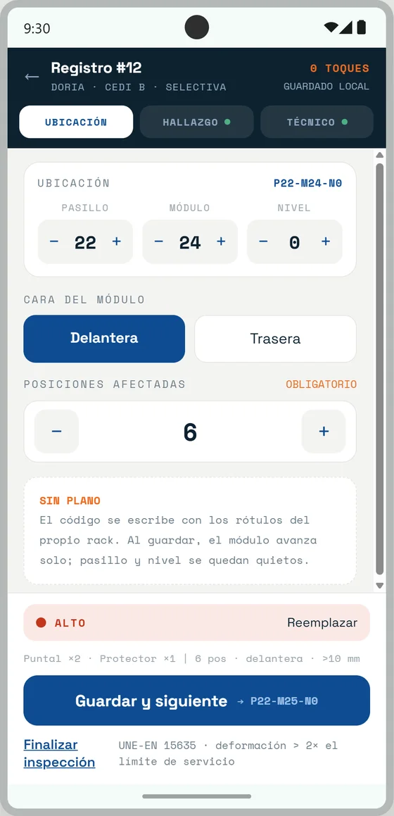 Registro de un hallazgo en la app móvil de SAiFE